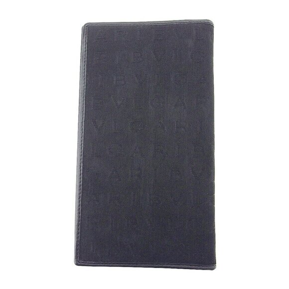 BVLGARI Long Wallet Logo Mania Canvas x Leather Authentic USED - Picture 3 of 12